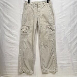 American Eagle Baggy Jogger Cargo Pants Womens 000 Khaki Tan Stretch Utility